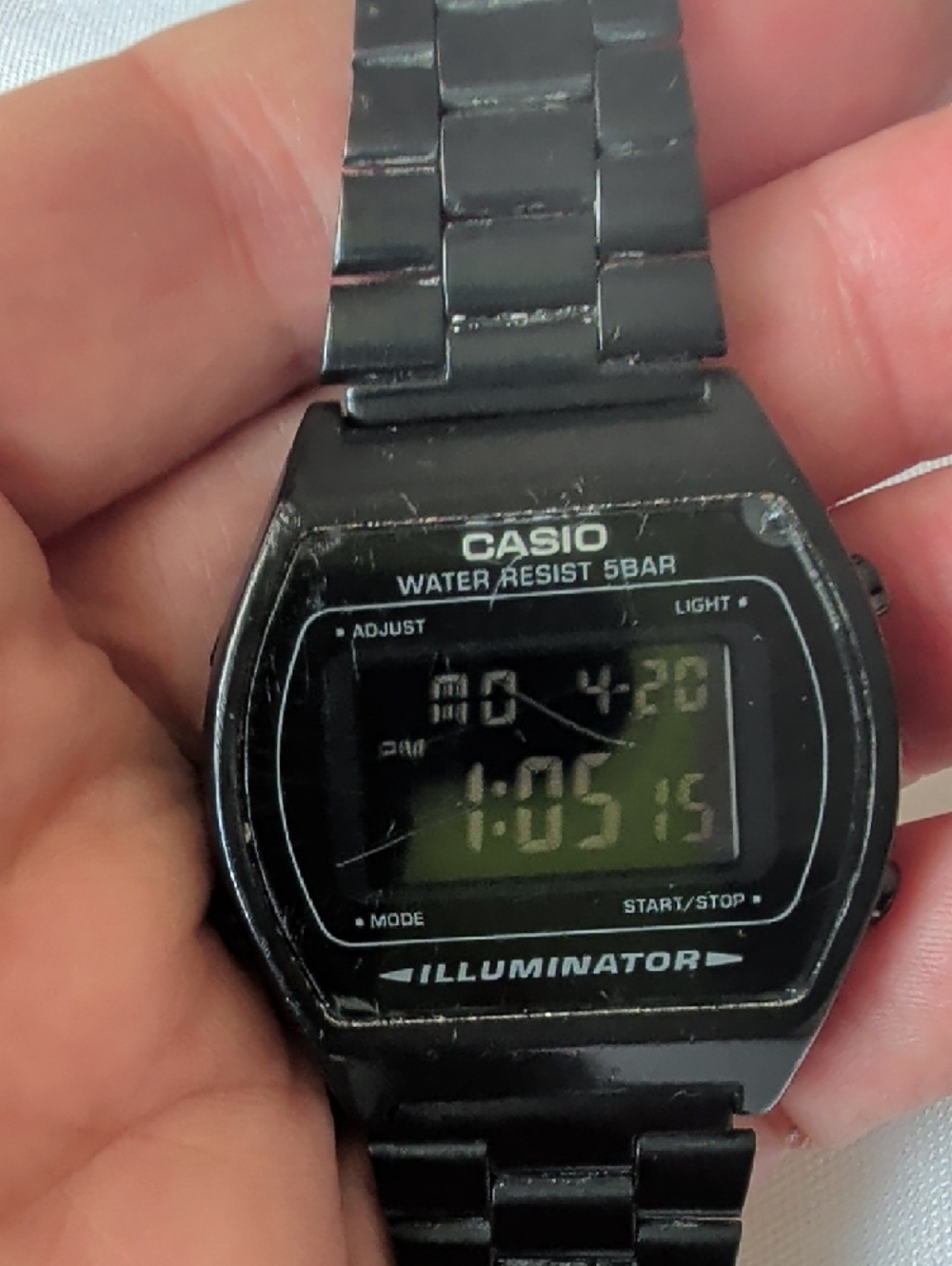 Casio Black Digital Illuminator B640W Watch with Metal Link Bracelet